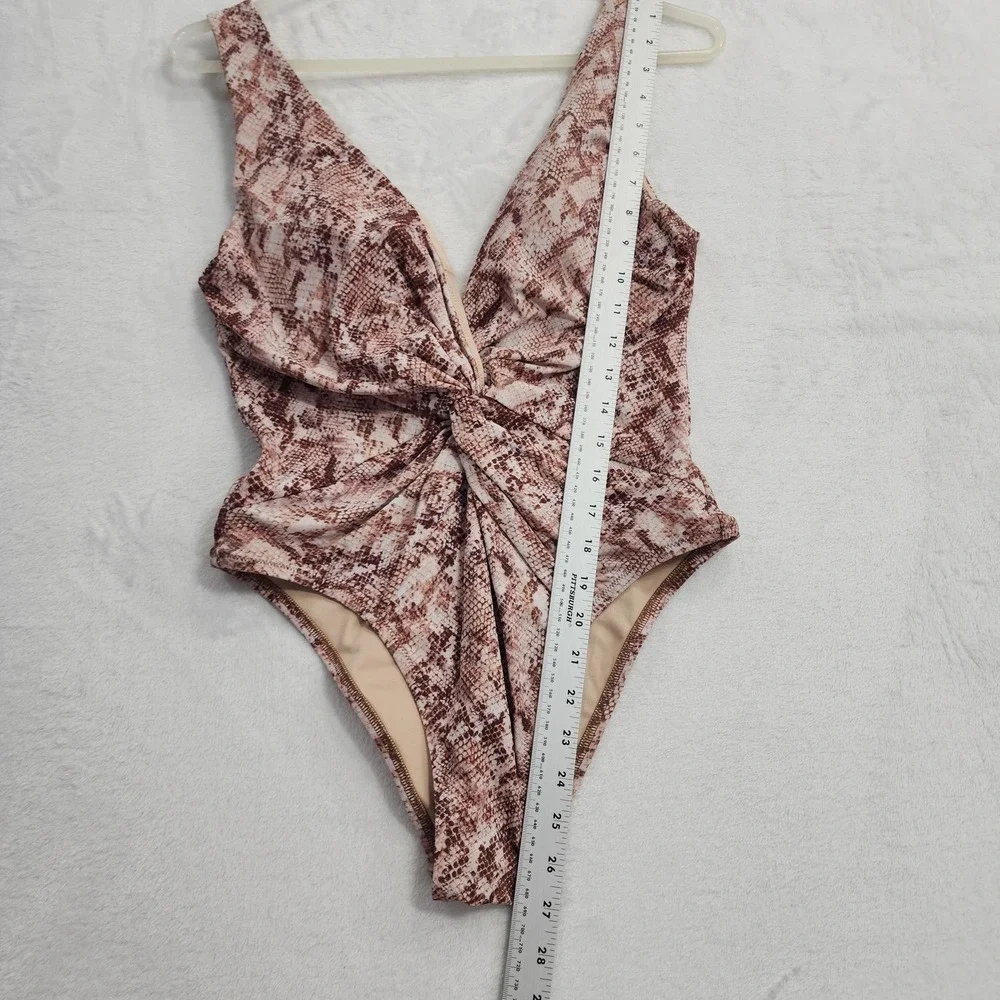 Victoria's Secret Swimsuit Women S Brown Sexy Snake Print Plunge Twist One Piece - Picture 9 of 10